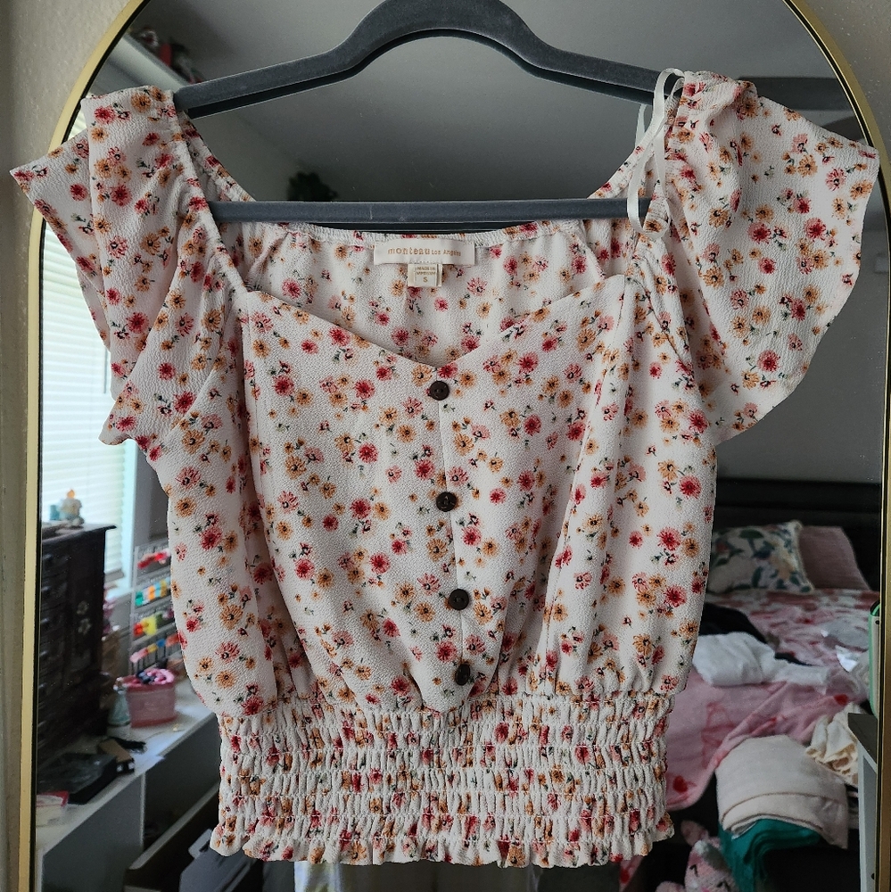 Monteau Floral Puff Crop Top